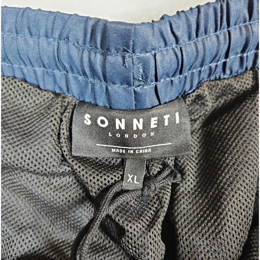 Sonetti London Mens Dark Blue Logo Tape Swim Trunks Size XL NWT